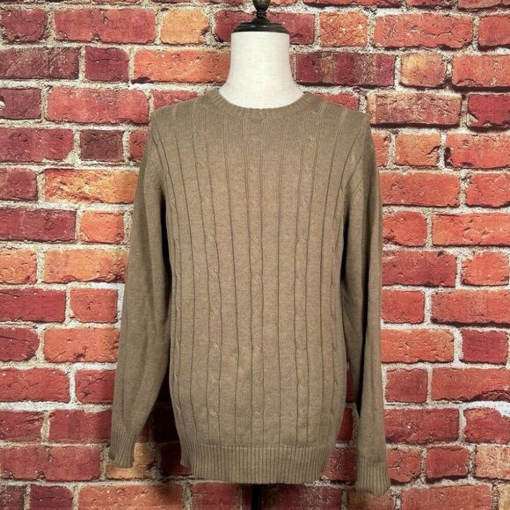 Oscar De La Renta Men's Brown Crew Neck Long‎ Sleeve Pullover Sweater Size L EUC
